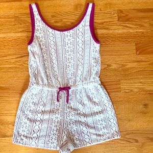 Purple romper with white lace Large (14)